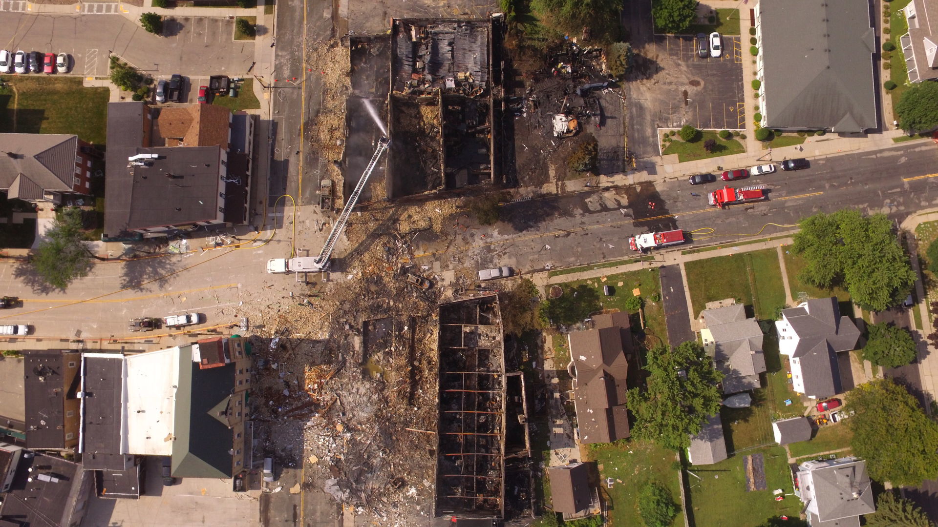 View of explosion site from a drone